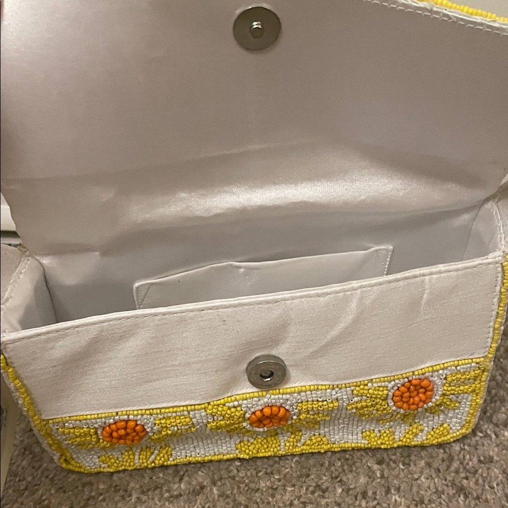 Sol & Mer Yellow Floral Beaded Shoulder Bag - Picture 7 of 11